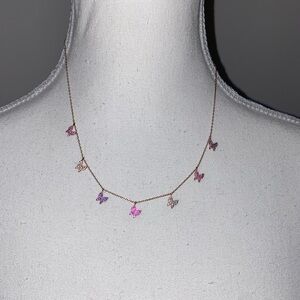 Charming Butterfly Necklace with Pink and Rose Gold Accents